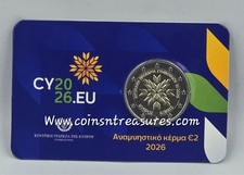 Cyprus 2026 Presidency of Council of Europe 2 euro Bu in card picture
