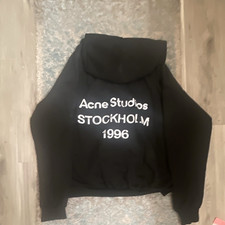 Acne Studios Stockholm 1996 Black Pullover Hoodie Cotton Fleece Graphic Logo picture