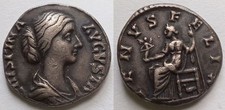 Crispina AR Denarius 180-182 AD VENVS FELIX RIC 288 Venus holding Victory Roman picture