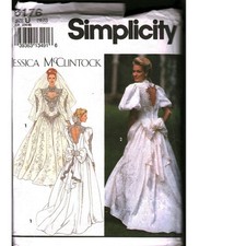 Simplicity 8176 Jessica McClintock Wedding Dress Sewing Pattern Size 16-20 cut picture