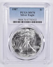 1987 American Silver Eagle MS70 PCGS Blue Label picture
