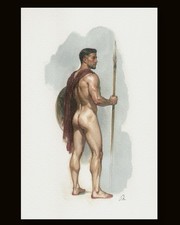 Original Watercolor Painting Male Figure Portrait Book Page  (5.5 × 8.5 inches) picture