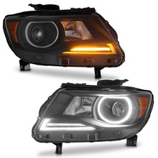 WEELMOTO Pair Headlights Sequential LED For 2015-2022 Chevy Colorado Black picture