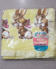 Vintage Woolworth Pata-Cake Bunny Crib Blanket - New Old Stock picture
