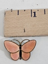 Antique Aksel Holmsen Butterfly Pendant Silver Stamped 925's Norway Gold Plated picture