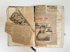 Antique Scrapbook- Clippings, Wedding Invitations Etc 1860s-1910s NE Ohio Estate picture
