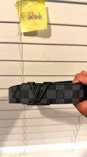 H&M Men’s Dress Belt Gray/Black Check Pattern 40mm Adjustable Logo Buckle picture