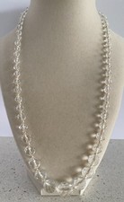 Vintage Faceted Clear Glass Bead Necklace Graduated Art Deco Hand Knotted 23