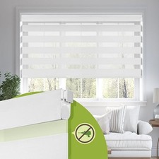 White METechs No-Drill Zebra Blinds – Dual Layer Light Filtering Cordless Shades picture