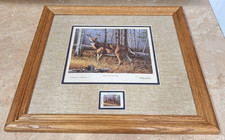 Harry Antis Whitetail Wonder Collector's Edition w/ $5 Stamp Framed Signed 1994 picture