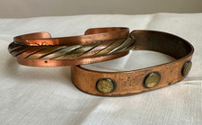 Copper Cuff Bracelet Set, Brass Studded & Twisted Copper Cuff Boho Southwestern  picture
