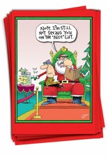 12 Funny Christmas Card Pack w/Envelopes - Santa Tips Nice List NobleWorks B1876 picture