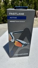 Aquasphere FASTLANE Active Adult Swim Goggles NAVY & RED Titanium Mirrored picture