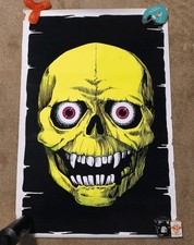 Vintage 1976 Skull Black Light 926 Poster Funky Enterprise 23 X 35 picture