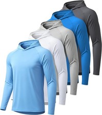 5 Pack Mens UPF 50+ Sun Protection Long Sleeve Hoodie Quick Dry Rash Guard picture