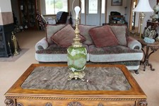 Carl Falkenstein Vintage Green Elegant Table Lamp With Sugar Lace Pattern picture