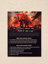 Gears Of War E Day Code Card / Prince Street Pizza - In Game Emblem picture