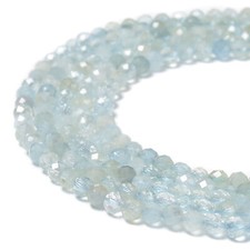Natural Translucent Aquamarine Faceted Round Beads Size 2mm 3mm 4mm 15.5'' Strd picture