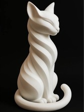 3D Printed Cat Statue – Modern Minimalist Sitting Cat Figurine Home Decoration picture