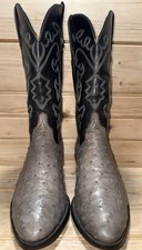 Vintage Lucchese Ostrich Exotic Western Cowboy Boots 11 D picture