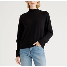Quince Womens L NEW Organic Cotton Mock Neck Sweater Minimalist Quiet Luxury picture