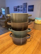 Mikasa Gourmet Basics Lot of 4 Ombre Soup Bowls 16 oz /Green,Gray,Brown,Purple picture