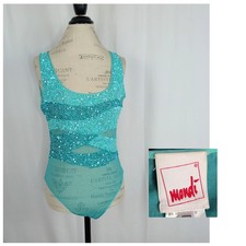 Vintage Mondi Blue Sequin Bodysuit 44 Large Mesh picture