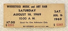 🔥Ultra Rare 1969 Woodstock Music Festival $7.00 Ticket 08/16/69 Black Letters💎 picture