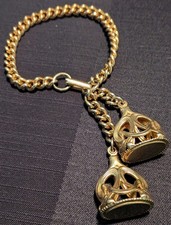Rare Vintage Napier Gold Tone GP Dbl Wax Seal Fob Bracelet MCM Chunky Chain STP picture