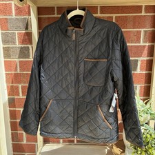 Scott Barber Quilted Full Zip Insulated Coat Men’s Med Black NWT Puffer Preppy picture