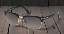 Tom Ford River FT0367 01D Shiny Black Smoke Polarized 57 mm Men's Sunglasses picture