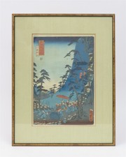 Original Framed Ukiyo-E by Kunsada Utagawa Crying Rock from Places of Tokaido picture