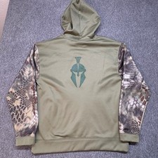 Kryptek Spartan Camo Hoodie Spartan Helmet Logo Mens L Olive Green picture