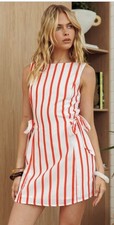 NWT Indi Luxe  - Loving Me Side Tie Mini Dress - Color Stripe Watermelon XS picture