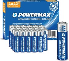 Powermax 24 Count AAA Alkaline Batteries Long Lasting 10 Year Shelf Life picture