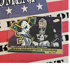Pacific 2002-03 Atomic Gold Parallel #1 Jean-Sebastien Giguere /99 Ducks NHL picture