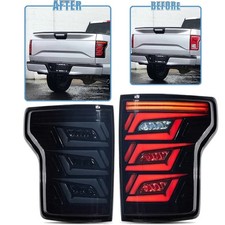 Pair LED Tail Lights Assembly For 2015-20 Ford F150 Pickup Smoked w/Sequential picture