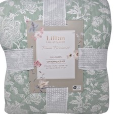 Lillian August Farmhouse Floral Cotton Quilt Set Full Queen Sage Green picture