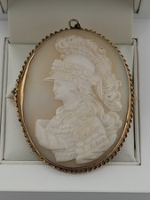 Vintage / Antique Hand-Carved Shell Cameo Brooch Pendant – Athena / Minerva picture