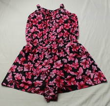 Bloomchic Women's Floral Drawstring Waist Swim Romper ZG3 Black Size 14-16 NWT picture
