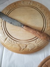 19th Cent. SHEFFIELD ENGLAND J. ALLDER RARE WOODEN CARVED HANDLE BREAD KNIFE GRT picture