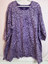Catherines Easy Fit Tees Top 3/4 Sleeve Womens Size 5X 34/36W Purple Paisley picture