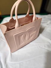 Dolce&Gabbana Pink Embossed Logo Tote Top Handle Zip Inner Pockets Gold picture