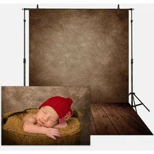 NEW Allenjoy Photography backdrop 5x7 ft. Fabric - Brown Wall w/ Wood Floor picture