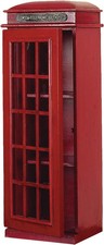 Vintage London Booth Red Wooden Storage Cabinet with 2 Shelves picture
