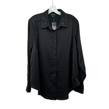 Torrid Embellished Collar Button Up Top Long Sleeve Black Size Large New picture