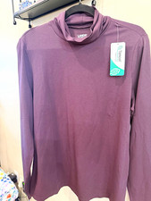 Lands' End Women's XL Purple Solid Cowl Neck Long Sleeve Modal Knit Top picture