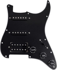 Musiclily Basic Loaded ST-HSS Pickguard with Ceramic Pickups 3Ply Black picture
