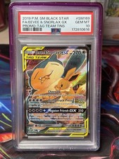 Pokemon Eevee & Snorlax Gx Sm Black Star Promo SM169 Tag Team Tins PSA 10 picture