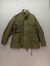Vtg US Army M65 Olive Field Jacket Coat Short Medium W/ Hood OG-107 Cold Weather picture